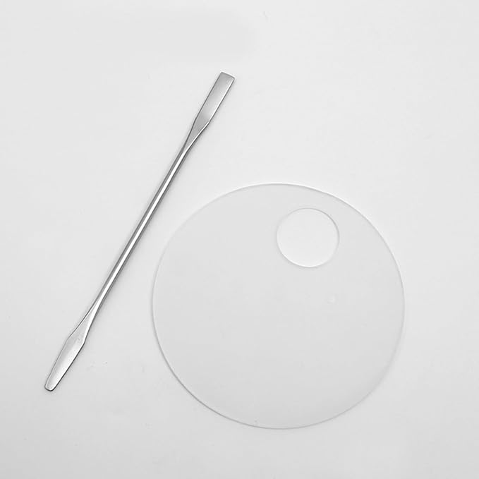 2 Pcs Acrylic Makeup Palette Makeup Mixing Tray with Makeup Spatula for Beauty Salon Color Cream Liquid Foundation Mixing Palette (Round)-FemmiqueWomen
