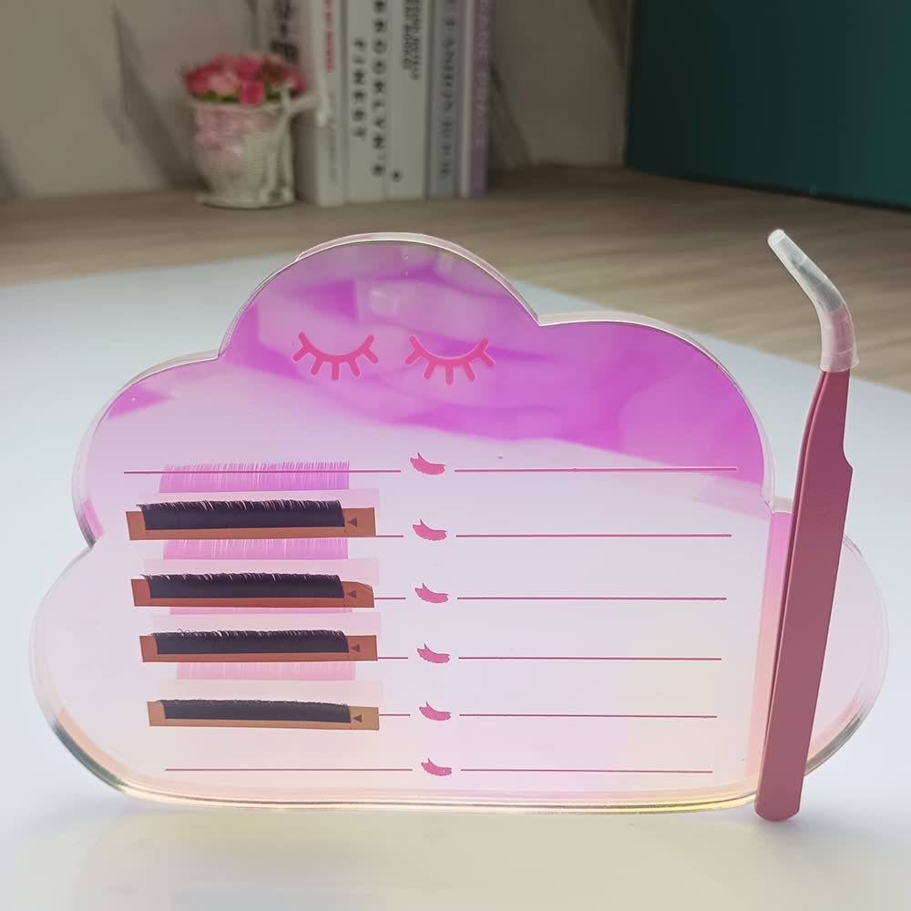 Grafting False Eyelash Acrylic Extension Pallet, Eyelash Extension Tweezers Plate Pad Makeup Palette Individual Training Tools Dazzling (Cloud-shaped C （5.9x3.94in）)-FemmiqueWomen