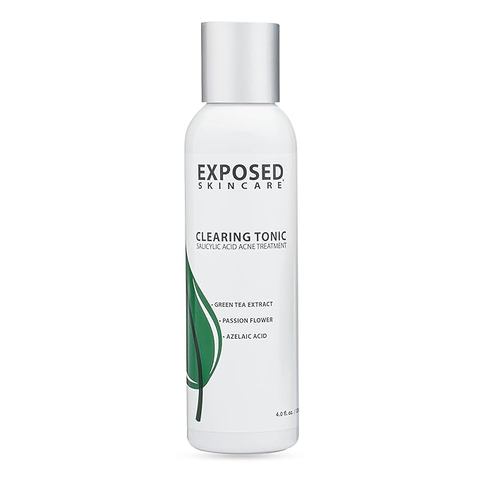 Exposed Skin Care Clearing Tonic Facial Toner with 1% Salicylic Acid and Witch Hazel for Acne Treatment – Pore Minimizing Toner to Prevent Breakouts, Reduce Redness and Balance Skin – Step 2 (4 fl oz)-FemmiqueWomen