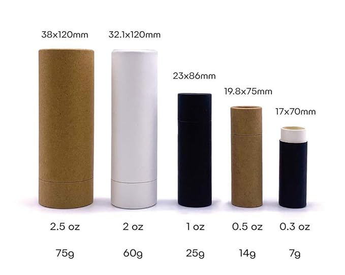 10 Pcs 1 Oz Paperboard Lip Balm Tubes Cardboard Krafts Paper Lipstick Tube Empty Lip Gloss Container Refillable Paper Round Solid Perfume Tube Chapstick Tube DIY Cosmetic Deodorant (Black)-FemmiqueWomen