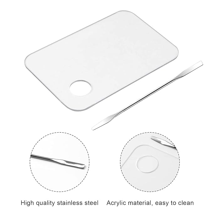 2PCS Acrylic Cosmetic Palette with 2PCS Spatula Tool,Makeup Palette Mixing Tray Apply for Foundation Eye Shadow Lipsticks Nail Art Professional Pigment Blending-FemmiqueWomen