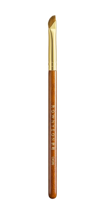 Desert Oak Series Angled Eyeliner Brush - Ultra-Fine Nylon Bristles for Razor-Sharp Gel/Liquid/Powder Lines, Anti-Smudge Design, Ebana Handle & Brass Ferrule (CM 180)-FemmiqueWomen