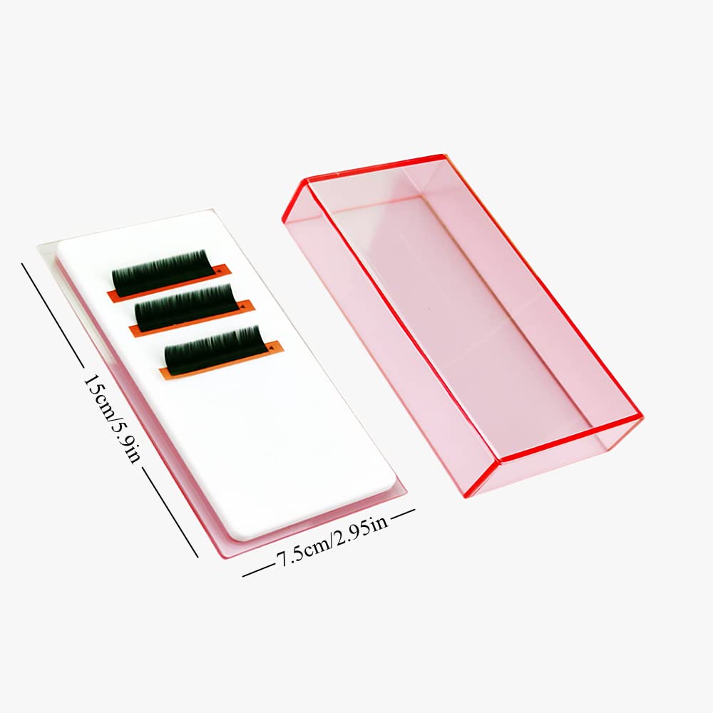 Grafting False Eyelash Acrylic Extension Pallet Organizer, Eyelash Extension Glue Tweezers Plate Makeup Palette, Dustproof Storage Box Display Training Tools Salon (Transparent Pink S)-FemmiqueWomen