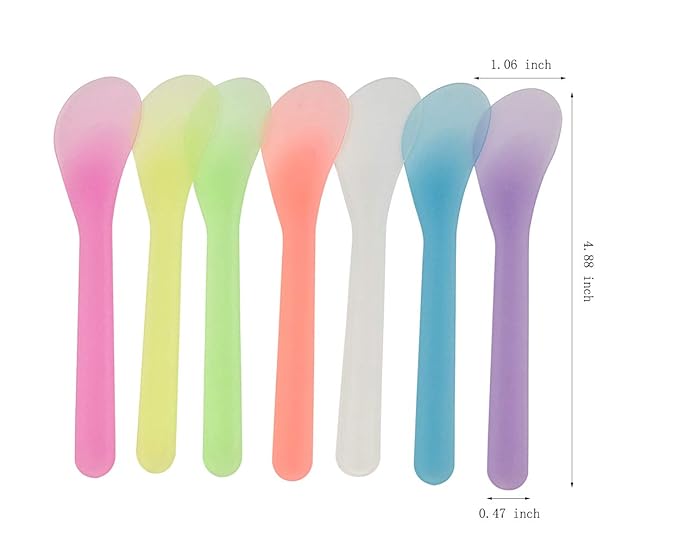 100 PCS Cosmetic Spatula for Makeup Face Mask Plastic Spoon Disposable Makeup Tools for Mixing and Sampling 4.88'' x 1.06" Random Color-FemmiqueWomen