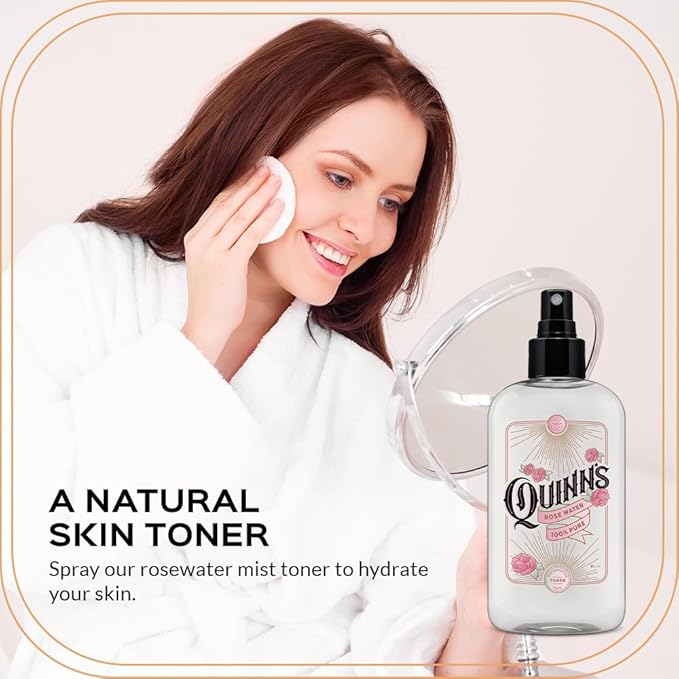 Quinn’s Rose Water - Hydrating Facial Toner Spray, Rosewater for Hair, Skin & Face Mist, 8 Ounce-FemmiqueWomen