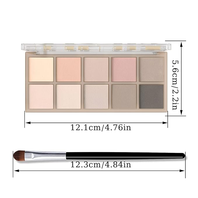 10 Colors Eyeshadow Palette Matte Naked Eye Shadow Makeup,High Pigmented, Naturing-Looking, Ultra-Blendable,Long Lasting High Pigment Nude Eyeshadow with 3 Eyeshadow Brush(Cement color)-FemmiqueWomen