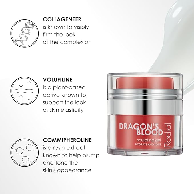Rodial Dragon's Blood Sculpting Gel 0.3 fl oz - Rejuvenating, Ultra-Hydrating Face Cream - Refreshing Gel/Cream Formula - Triple Action Collagen Formula for a Firmer, Tighter and Smoother Skin Look-FemmiqueWomen
