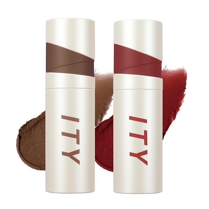 ITY Velvet Matte Finish Lip Stain-Mousse Textured Lip Clay, Red Shade, Conceals Lip Lines, Rich Pigment Lip Tint Lipsticks, 0.14 oz (4g) in Earthy, Ruby.-FemmiqueWomen