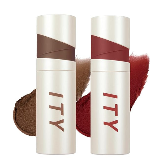 ITY Velvet Matte Finish Lip Stain-Mousse Textured Lip Clay, Red Shade, Conceals Lip Lines, Rich Pigment Lip Tint Lipsticks, 0.14 oz (4g) in Earthy, Ruby.-FemmiqueWomen