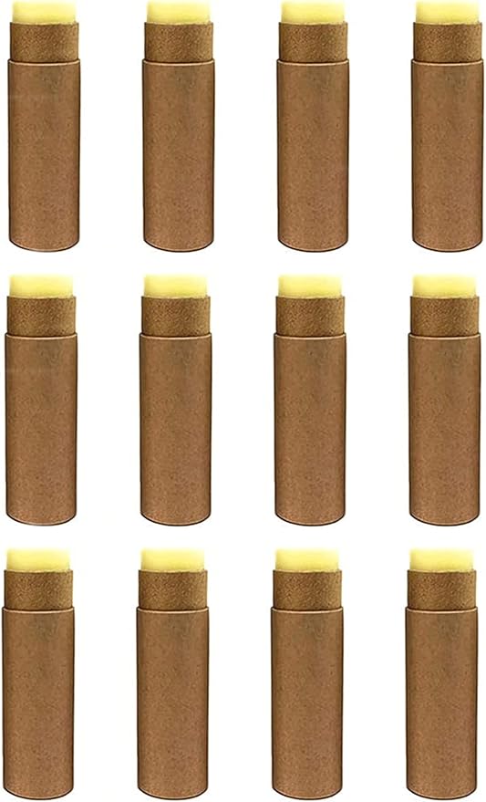 12 Pcs 0.3 Oz Paperboard Lip Balm Tubes 10ml Empty Cardboard Krafts Tubes Lipstick Tube Refillable Lip Gloss Container Solid Perfume Tubes Chapstick Container for DIY Cosmetic Samples Deodorant(Brown)-FemmiqueWomen