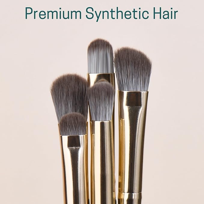 Eyeshadow Makeup Brushes Set with Case 5 PCS Soft Synthetic Hairs Eye Makeup Brushes for Blending Eyebrow Eyeliner Eyeshadow （Green）-FemmiqueWomen