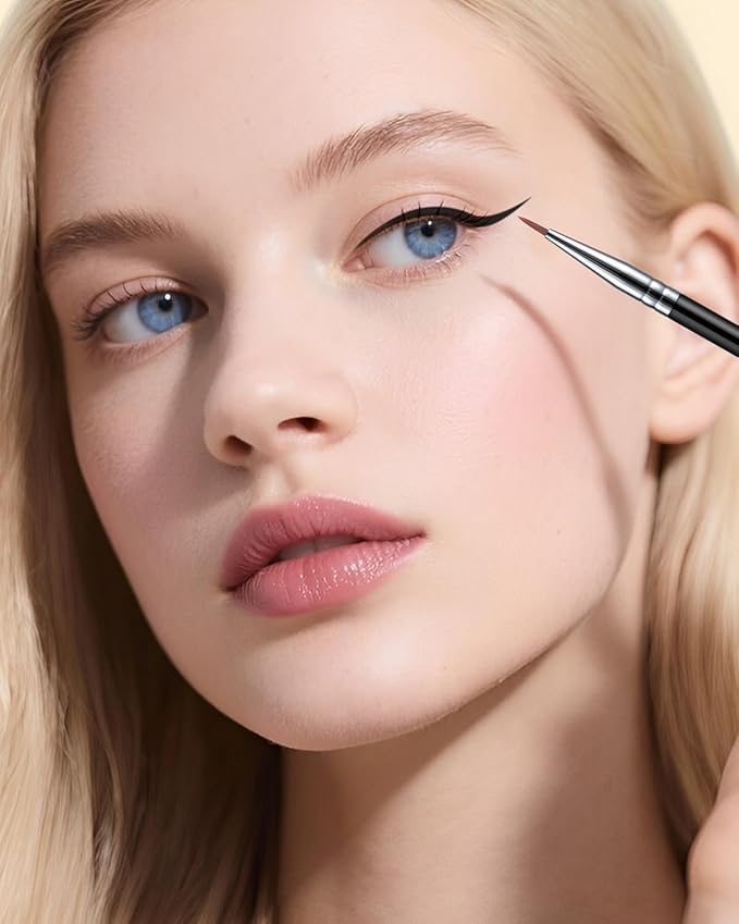 Eyeliner Brush Ultra Fine Point Premium Gel Eyeliner Brush Nylon Bristles Professional Makeup Tools for Lquid Powder And Paste Black (E819)-FemmiqueWomen