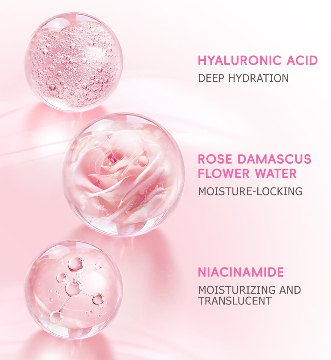 Nicotinamide Rose Essence Toner, with Rose Extract, Moisturizing, A Fresh and Delicate Feel, Alcohol-Free, Suitable for All Skin Types, 150ml/5.07 fl oz per Bottle.-FemmiqueWomen