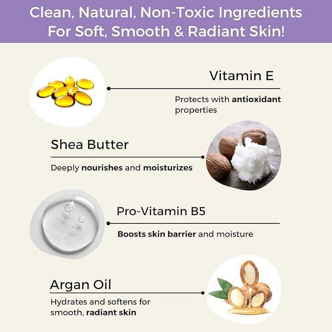 RaGaNaturals Lavender Shea Butter Hand and Body Lotion, 8 Fl Oz - Moisturizing, Plant-Based, Vegan, with Argan, Avocado Oil & Vitamin E-FemmiqueWomen