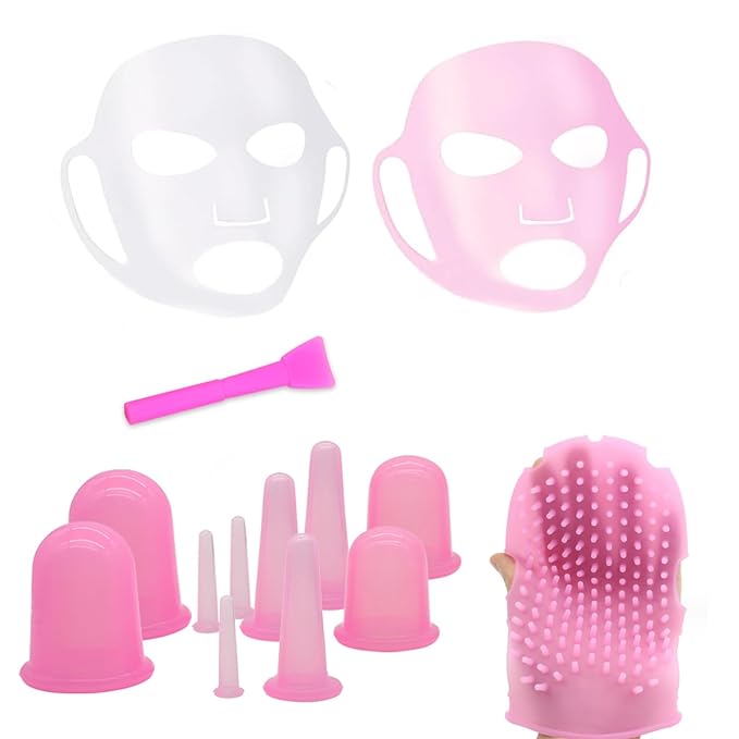 14PCS Facial Cupping for Massage - Face Cupping Set, Vacuum Suction Cups for Neck Body Beauty Anti Cellulite Cup Therapy and Cellulite Massager-FemmiqueWomen