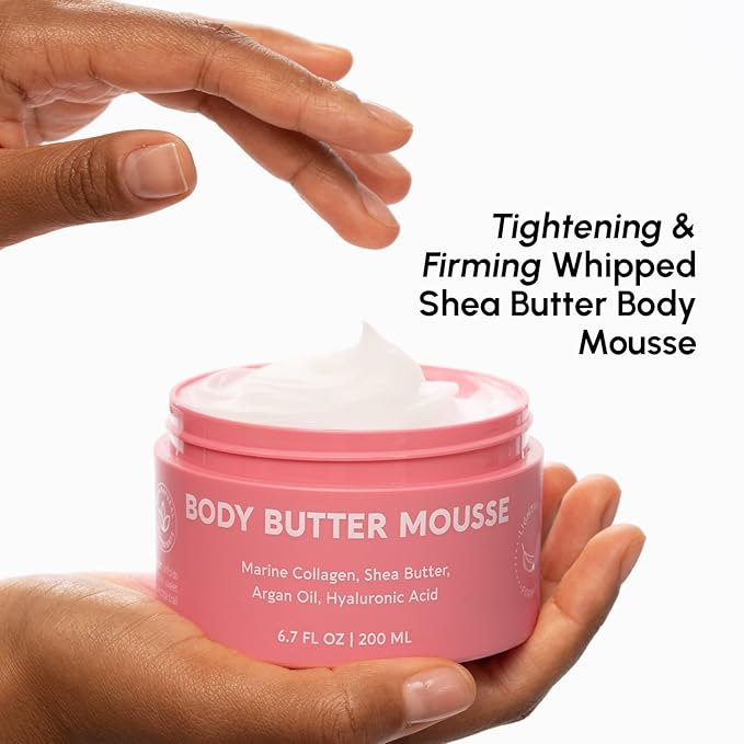 MAREE Moisturizer Body Butter Mousse - Whipped Body Butter for Women Smell Good - Facial Moisturizer for Dry Skin - Face Hand Body Cream for Women & Men with Marine Collagen, Shea Butter & Argan Oil-FemmiqueWomen