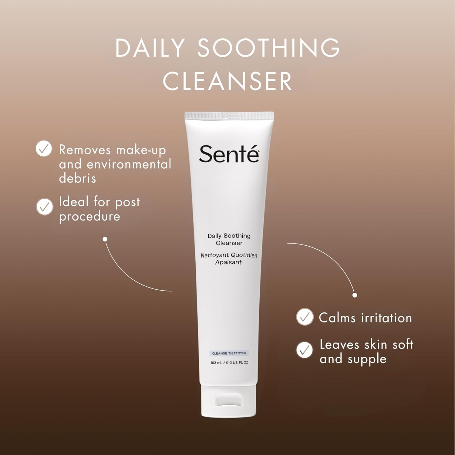 Sente Daily Soothing Facial Cleanser For Dry and Sensitive Skin - Gently Removes Oil, Impurities and Makeup - with Vitamin E - 5.5 Fl Oz-FemmiqueWomen