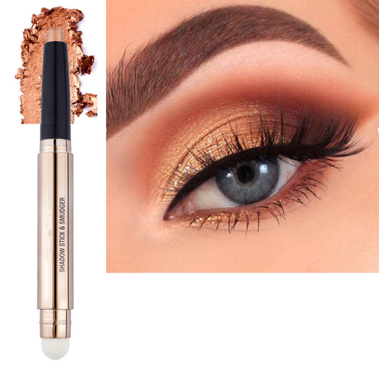 2 in 1 Cream Eyeshadow Stick, Shimmer Smooth Eyeshadow Pencil, Hypoallergenic Waterproof Long Lasting Eye Shadow Highlighter Stick, Create High-Impact, Multi-Dimensional Eyes Look-FemmiqueWomen