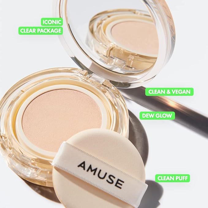 AMUSE Dew Jelly Vegan Cushion Foundation 02 NUDE | dewy, glow, long-lasting, double coverage, clean beauty, lightweight, natural look, foundation for sensitive skin, hydrating cushion-FemmiqueWomen