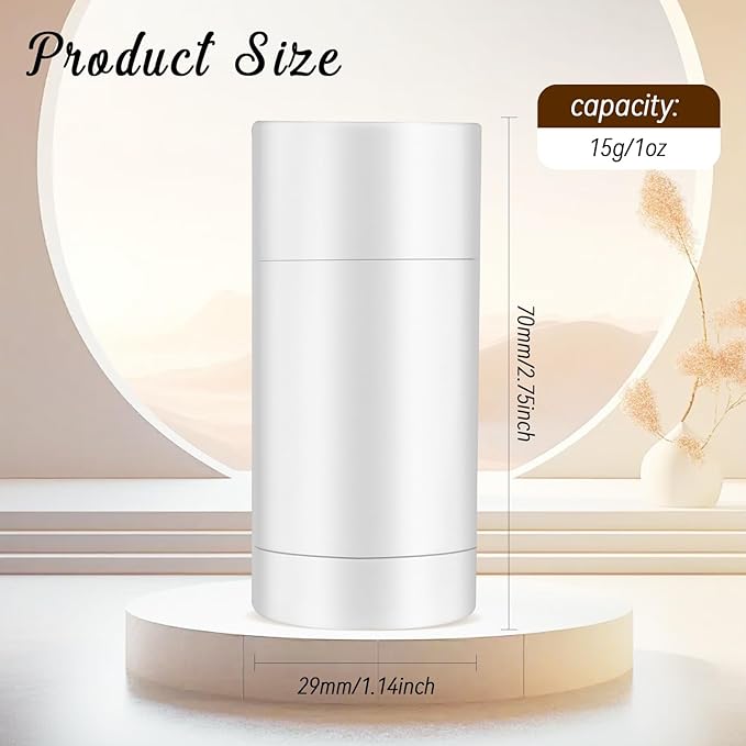 12 Pieces 15g White Plastic Deodorant Containers,Empty 1/2 oz Travel Lip Balm Tubes,Refillable Twist-UP Solid Perfume Tubes,Lipstick Tubes for DIY-FemmiqueWomen