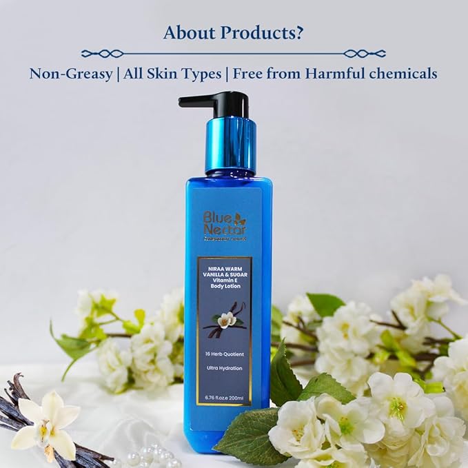 Blue Nectar Shea Butter Moisturizing Body Lotion with Vanilla & Vitamin E for Hydration | Body Lotion for Dry Skin | For Women & Men (12 Herbs, 6.76 Fl oz)-FemmiqueWomen