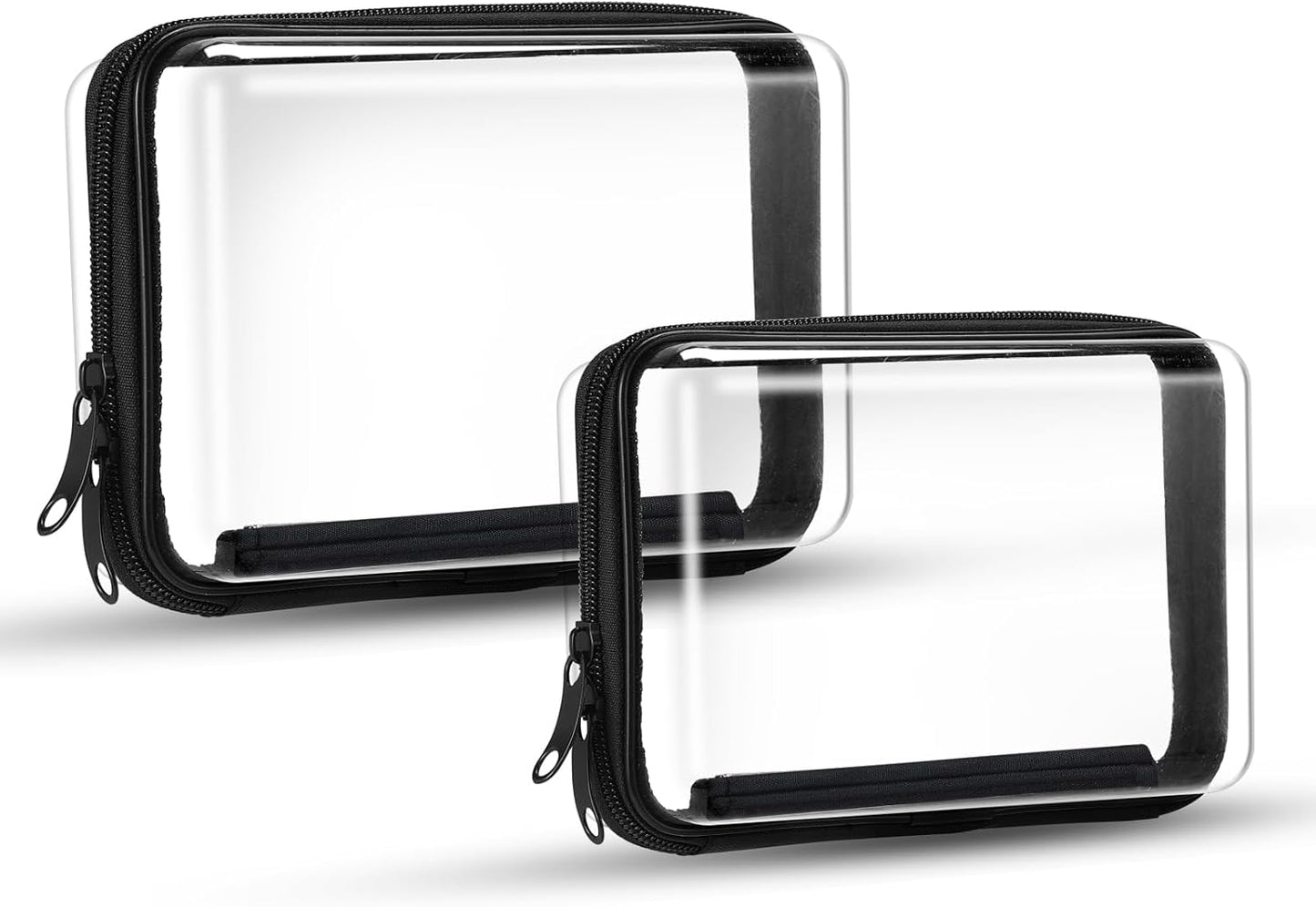 2PCS Zippered Hard Pouch Double,Portable Waterproof Cosmetic Bag with Zipper,Toy Storage Organizer Bins,Hard Plastic Case,Clear Zipper Bags for Organizing,Pencil Case (7.5+7inch)-FemmiqueWomen