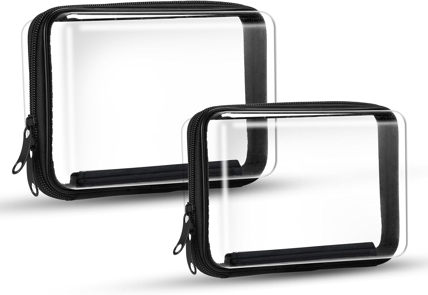 2PCS Zippered Hard Pouch Double,Portable Waterproof Cosmetic Bag with Zipper,Toy Storage Organizer Bins,Hard Plastic Case,Clear Zipper Bags for Organizing,Pencil Case (7.5+7inch)-FemmiqueWomen