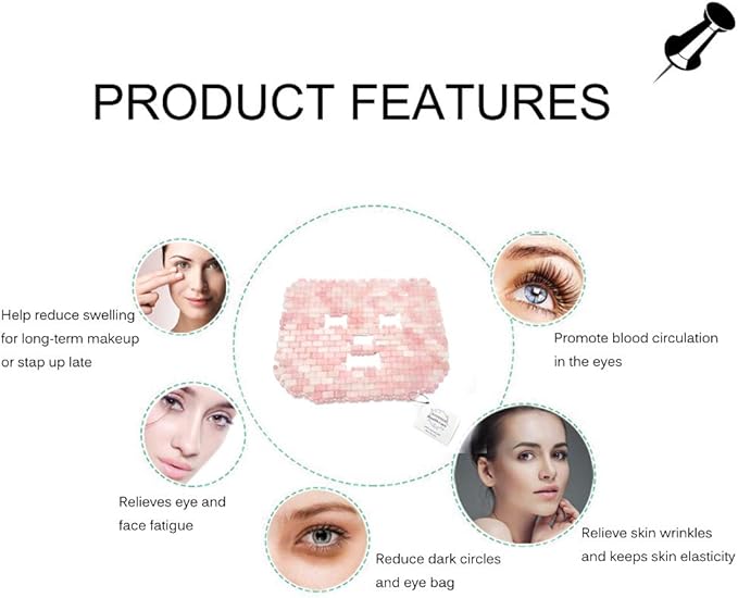 Jade Ice Sleeping Mask, Jade Mask for Relieving Face & Eye Puffiness Migraine, Anti Wrinkle Mask Therapy, Yoga Meditation Tools (Rose Quartz)-FemmiqueWomen