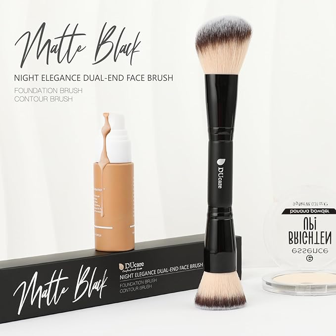 DUcare Foundation Brush Contour Bronzer Double Ended Makeup Brush for Blending Liquid Powder Concealer Cream Blush Buffe Black-FemmiqueWomen