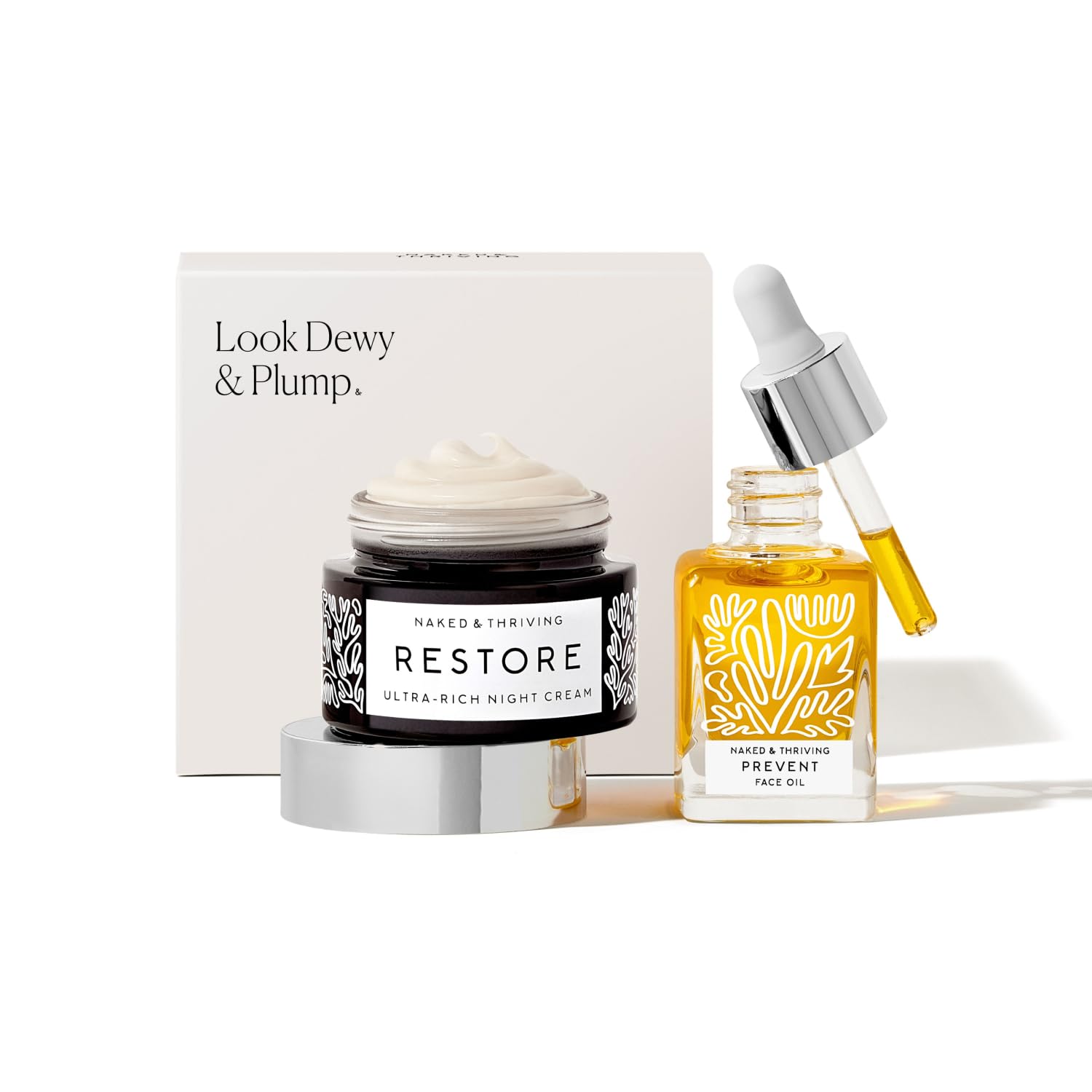 Naked & Thriving The Advanced Anti-Aging Duo: For fewer visible wrinkles | Restore Ultra-Rich Night Cream (50 mL) + Prevent Anti-Aging Face Oil (35 mL)-FemmiqueWomen