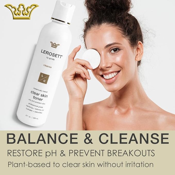 LEROSETT Toner for Clear Skin, Aloe Vera Based Toner with Glycolic Acid & 10 Calming Botanicals Helps Reduce Irritation, Future Blemishes, Blackheads, and Tightens Pores, Natural, Vegan - 6.7 oz-FemmiqueWomen