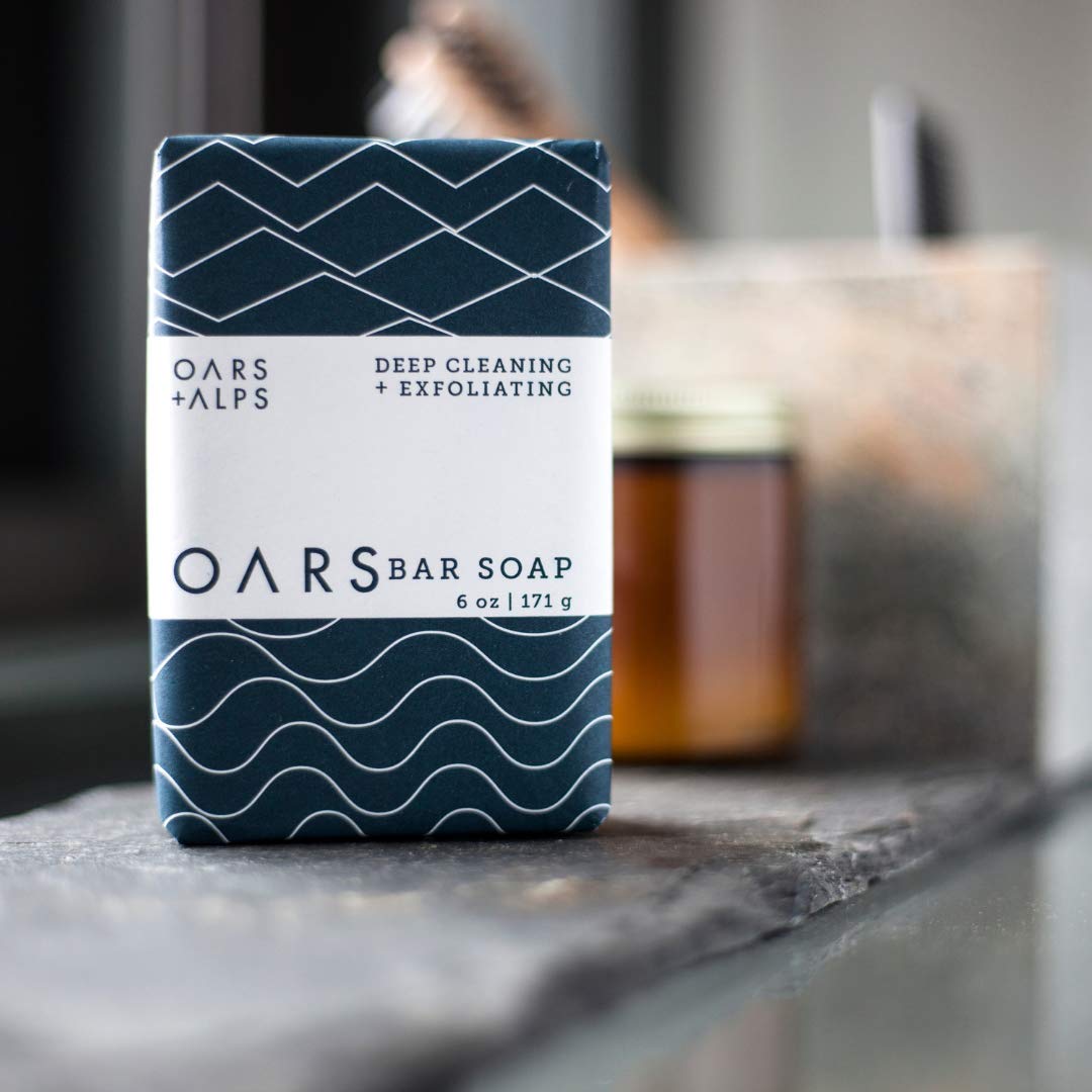 Oars + Alps Blue Charcoal Exfoliating Men's Bar Soap, Dermatologist Tested and Made with Clean Ingredients, Travel Size, 6 Pack, 6 Oz Each-FemmiqueWomen