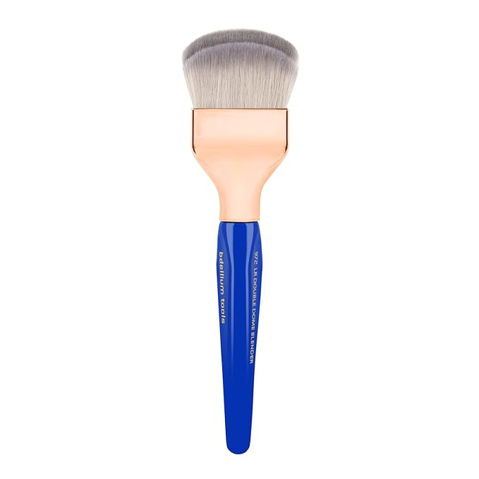 Bdellium Tools Professional Makeup Brush - Golden Triangle 972 Large Rounded Double Dome Blender - With All Vegan and Soft Synthetic Fibers, For Foundation Application & Blending (Blue, 1pc)-FemmiqueWomen
