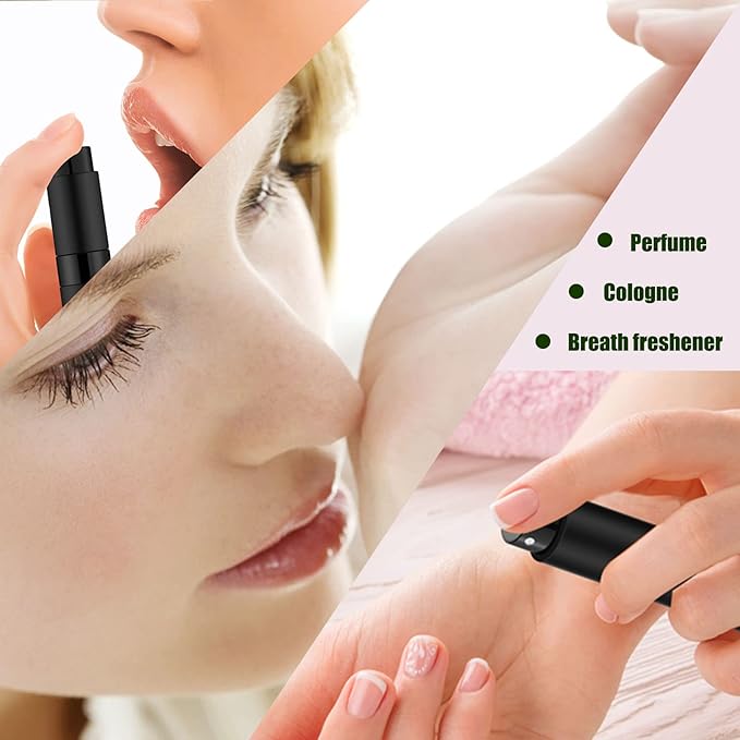 2 PCS/8ml Portable Mini Perfume Atomizer bottles, Empty Refillable Spray Bottle with 3 Types of Refill Tools, Pocket Travel Perfume Sample Bottles(Matte Black)-FemmiqueWomen