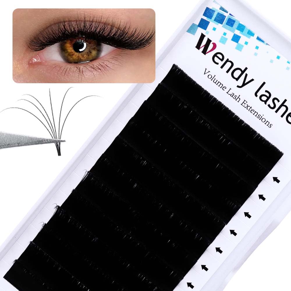 Easy Fan Volume for Lash Artists: Wendy, Handmade Fans for Eyelash Extensions, Self Fanning, Blooming, B-KH, Black, D-0.07-13-FemmiqueWomen