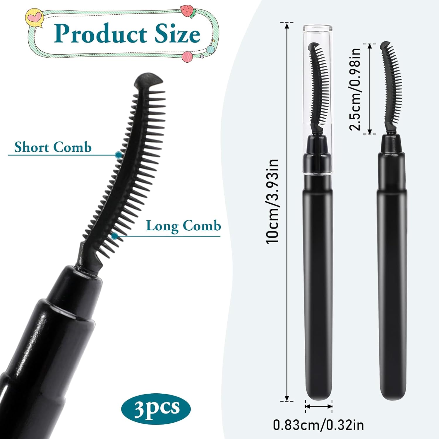 3 Pcs Silicone Lash Brush Mascara Eyelash Separator Eyelash Comb Eyebrow Brush Eyelashes Definer with Dust Lid Lash Separating Comb Brow Grooming Brush-FemmiqueWomen