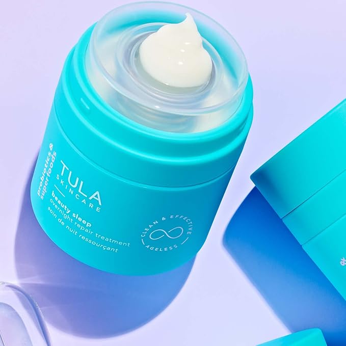 TULA Skin Care Beauty Sleep Overnight Repair Treatment - Anti-Aging, Night Cream, Contains Natural Peptides, AHAs, Retinol, Vitamin C to Reduce the Appearance of Lines and Dull Tone, 1.7 oz.-FemmiqueWomen