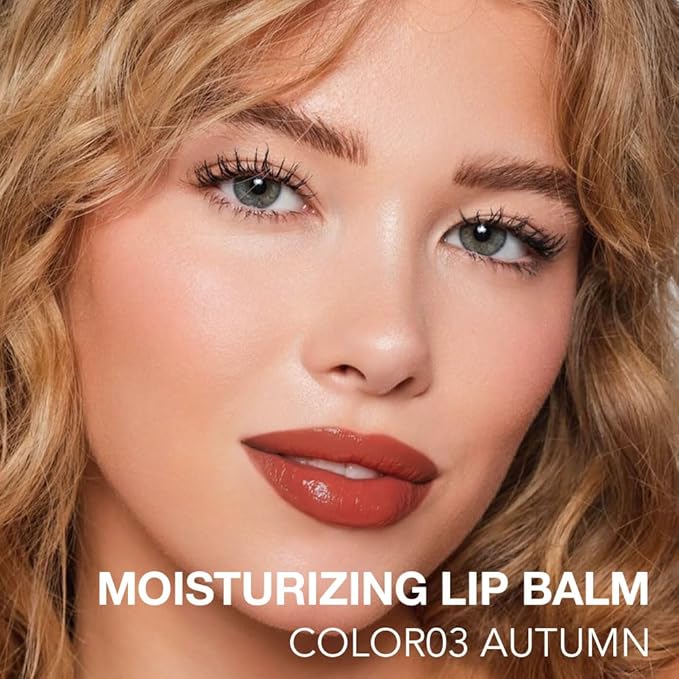 1Pcs Tinted Lip Balm Moisturizing Lipstick – Warm Orange Brown Sheer Hydrating Lip Color for Dry Lips – Nourishing Lip Balm for All Women with a Subtle Natural Scent (S03 Autumn)-FemmiqueWomen