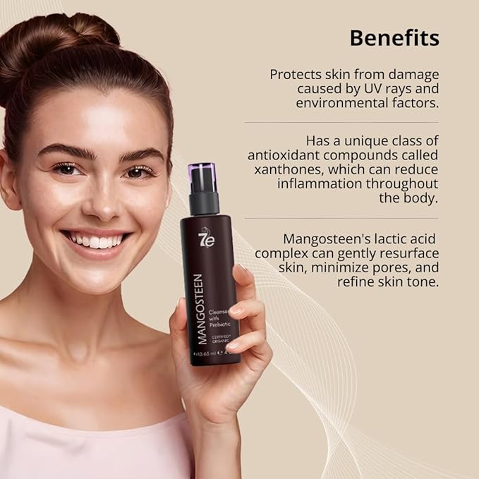 7E Wellness Mangosteen Face Cleanser 4oz, Antioxidant Rich Cleanser Face Wash with Xanthones, Cleanses, Brightens, Protects Skin, Suitable for All Skin Types, Natural Ingredients, Daily Use-FemmiqueWomen