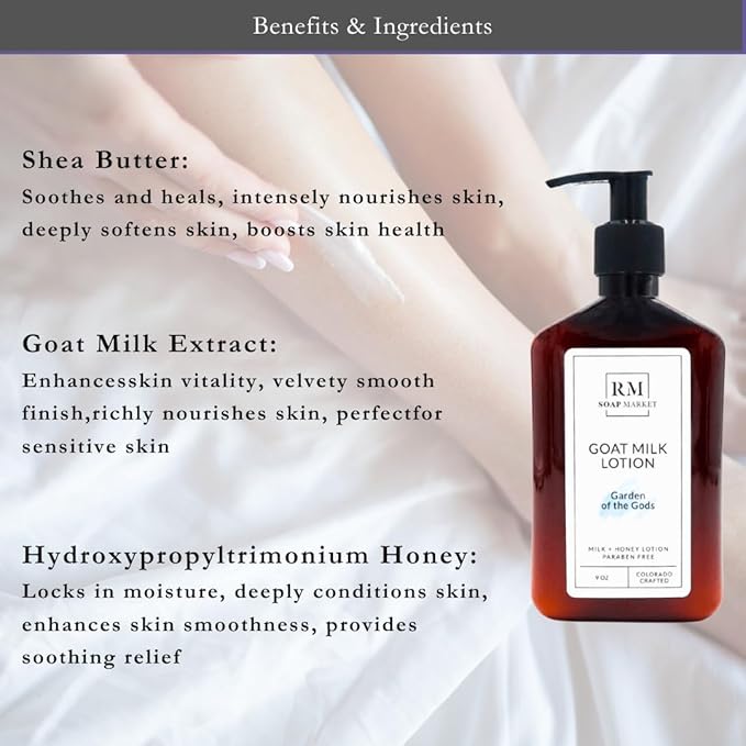 Goat Milk Lotion, Garden of the Gods Fragrance, Hydrating Lotion for Men & Women With Nourishing Goat Milk, Shea Butter, Sunflower Oil & Aloe, Spring Clover & Tender Greens Scent, 9 Oz-FemmiqueWomen