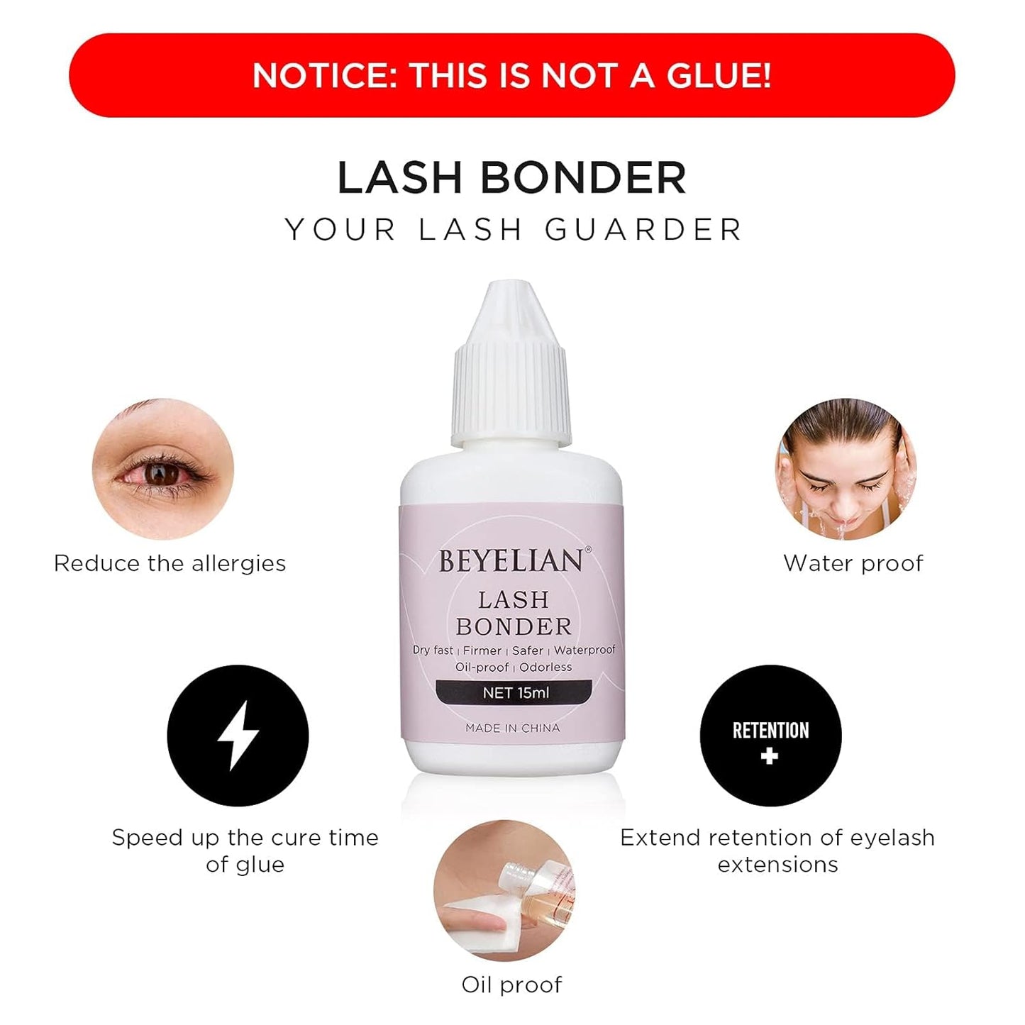 BEYELIAN Lash Bonder for Eyelash Extension Super Bonder Longer Retention Help Glue Bond Better Glue Primer Accelerate Drying Time Low Irritation Water Oil Proof 4 Pack-FemmiqueWomen