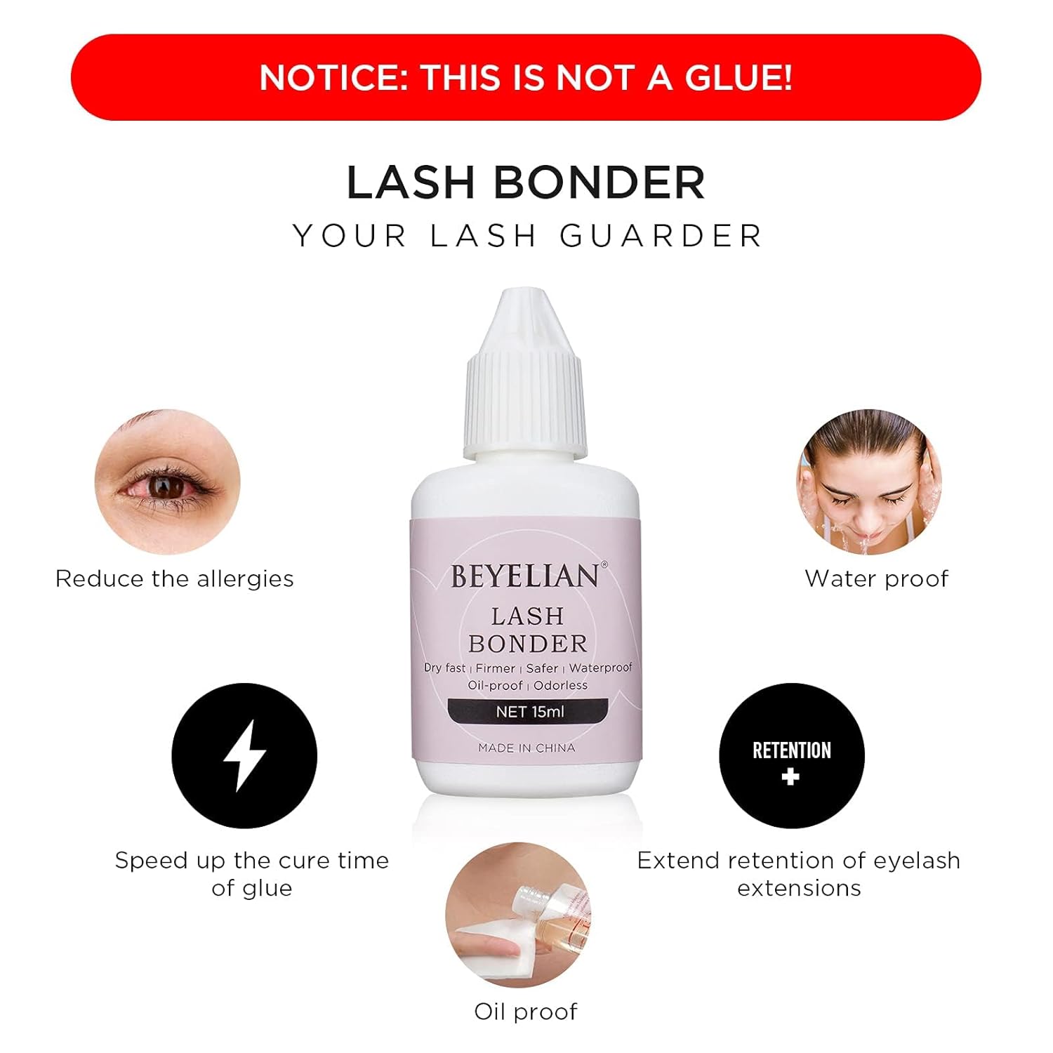 BEYELIAN Lash Bonder for Eyelash Extension Super Bonder Longer Retention Help Glue Bond Better Glue Primer Accelerate Drying Time Low Irritation Water Oil Proof 4 Pack-FemmiqueWomen