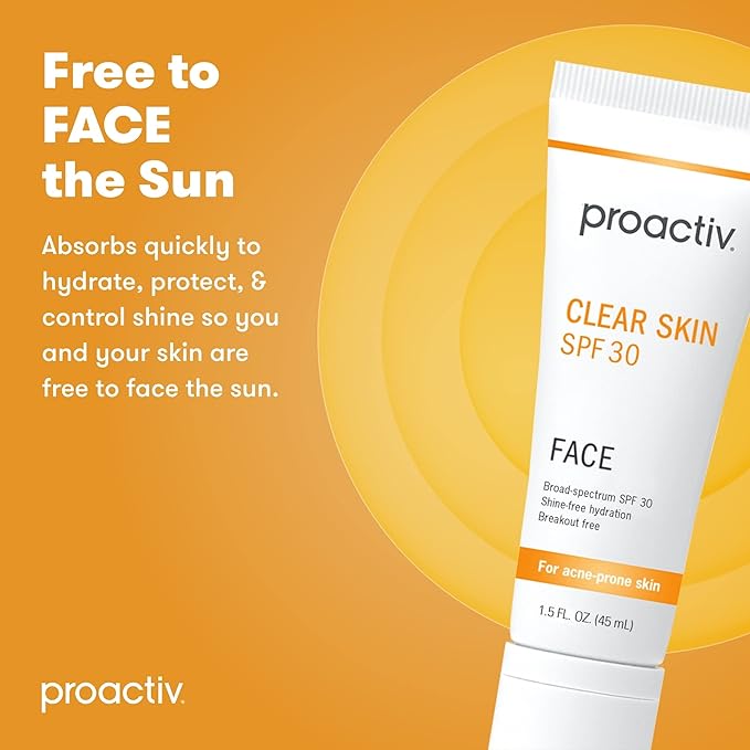 Proactiv Clear Skin Face Sunscreen Moisturizer With SPF 30 - Hydrating SPF Lotion And Sensitive Skin Sunscreen For Oily Skin And Acne-Prone Skin, Oil Free Matte Skincare Sunscreen, 1.5oz-FemmiqueWomen