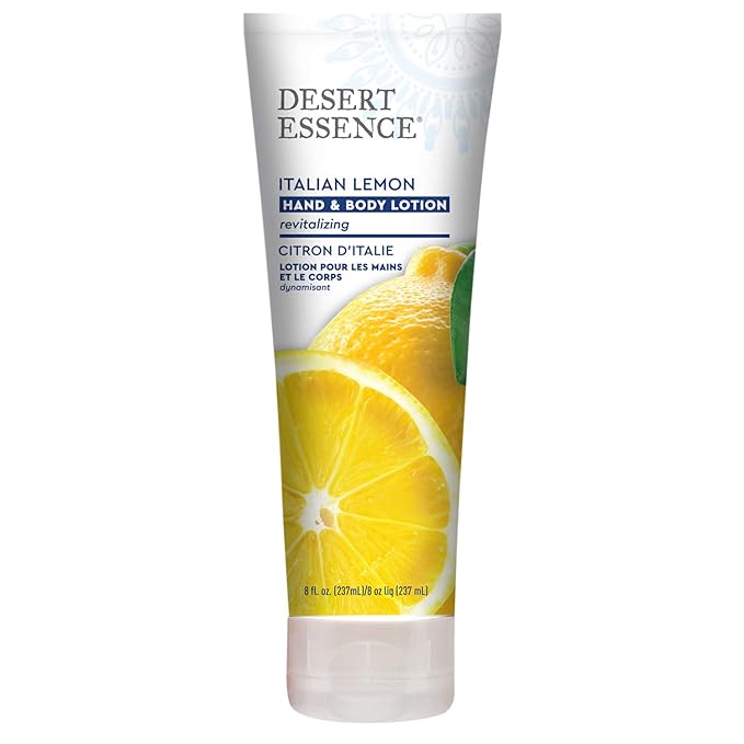 Desert Essence Italian Lemon Hand & Body Lotion - 8 Fl Ounce - Energizing - Shea Butter - Coconut & Jojoba Oil - Hydrate & Soften Skin - Refreshing - Aloe Vera-FemmiqueWomen