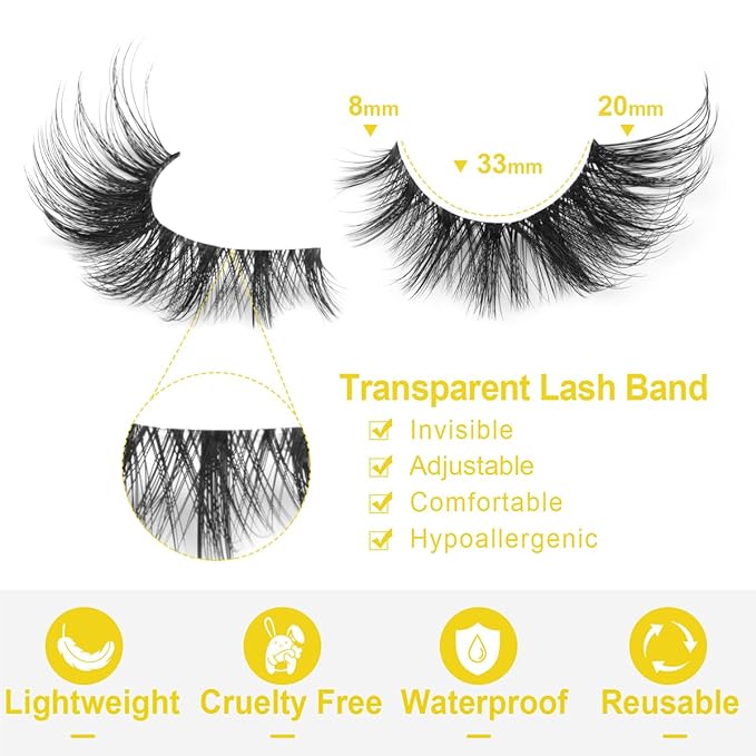 Fox Eye Lashes Wispy False Eyelashes Natural Look Clear Band Lashes 20mm 3D Mink Lash Cat Eye Spiky Strip Eyelashes Pack by Kiromiro-FemmiqueWomen