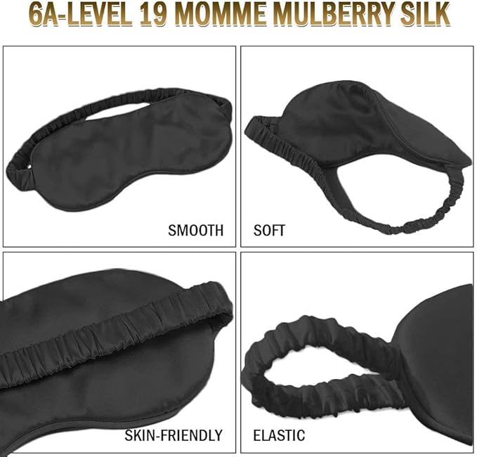100% Natural Mulberry Soft Silk Sleep Mask, Light Blocking Eye Masks For Sleep, Night Blindfold Eye Mask Cover For Men And Women, Sleeping Night Mask For Travel (Pink)-FemmiqueWomen