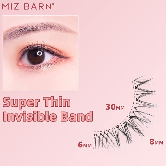 Miz Barn Daily Natural Look False Eyelashes, 4 Pairs Soft Lightweight Comfortable Short Lashes Clear Band Handmade False Eyelashes (W-7)-FemmiqueWomen