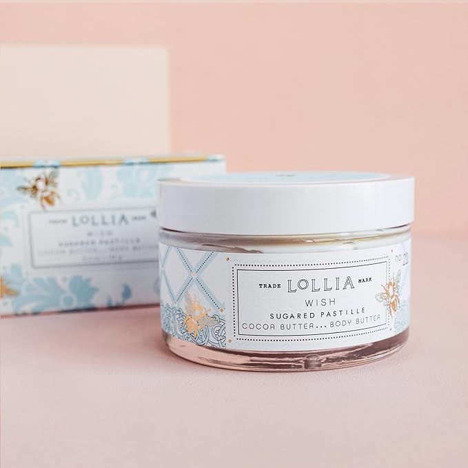 LOLLIA Wish Body Butter, 5.5 oz. - Sugared Pastille Fragrance - Shea Butter & Cocoa Butter, Body Lotion for Women, Hydrating & Smooth Body Moisturizer-FemmiqueWomen