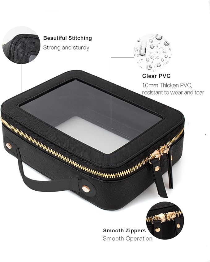 Clear Makeup Bag Small, TSA Approved Portable Toiletry Bag with Zipper Cosmetic Travel Bag Makeup Organizer Case Mini Makeup Pouch for Purse Car Organizer Bag for Women Men-FemmiqueWomen