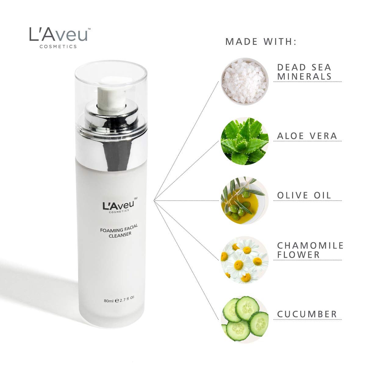 L’Aveu Foaming Facial Cleanser; Facial Cleansing Wash for All Skin Types - 2.7 fl oz-FemmiqueWomen